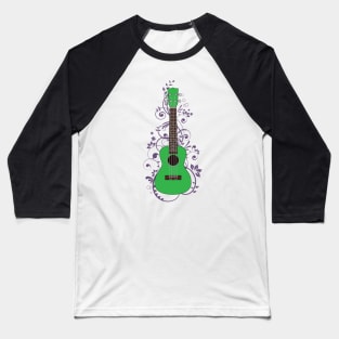 Green Ukulele Flowering Vines Baseball T-Shirt